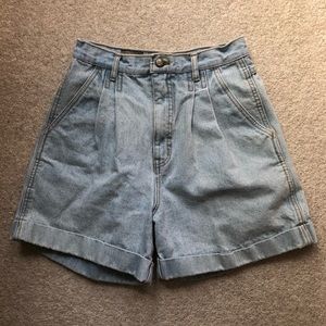 Vintage Pleated Denim Shorts